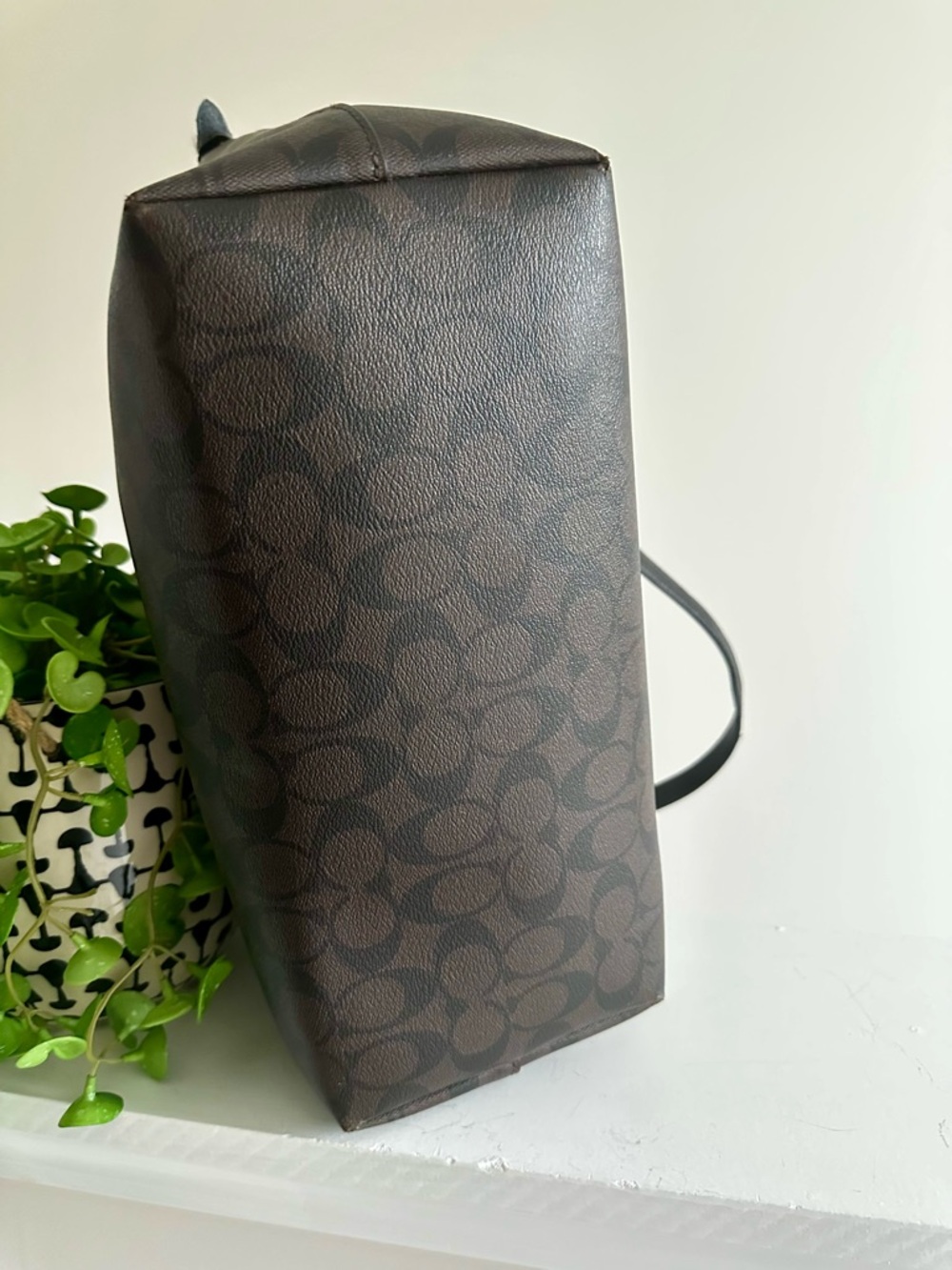 COACH Signature Brown Gallery Tote Bag with Gold Hardware - Picture 12 of 15